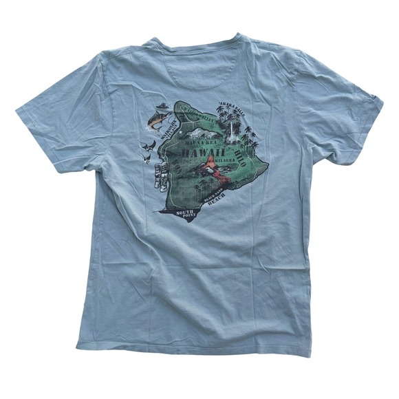 Crazy Shirts Hawaii Big Island Map Graphic Tee Pima Cotton Blue Mens Large - Picture 2 of 6